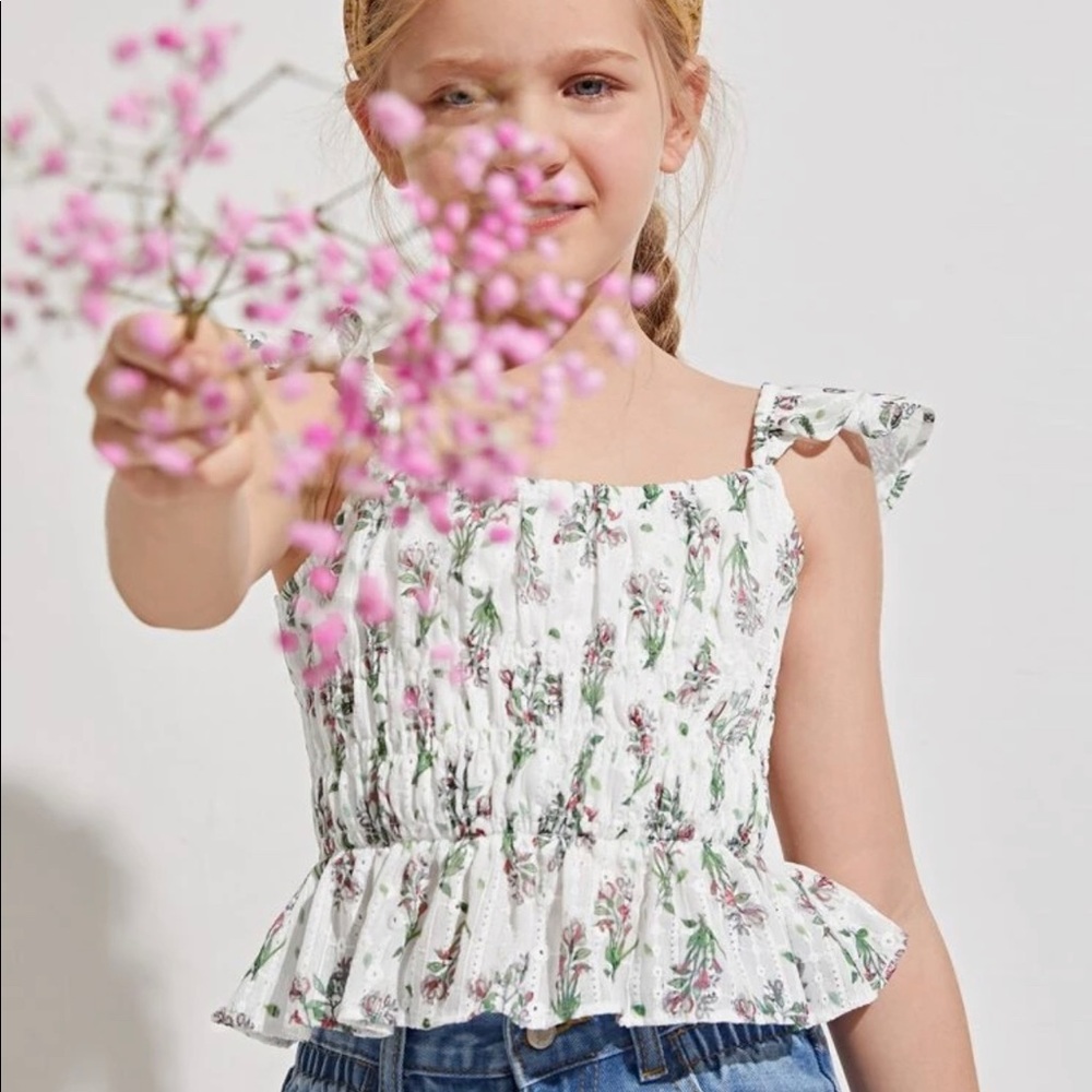 Girls Ruffle Trim Top